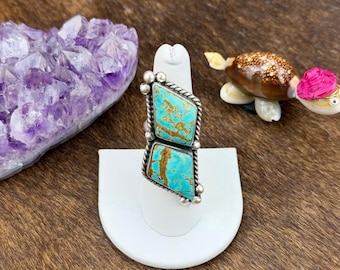 8 Turquoise Diamond Ring