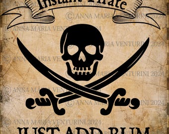 Crâne de pirate et épées SVG PNG JPG : conception de rhum (téléchargement numérique)