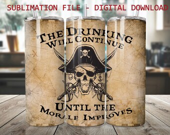 Emballage de gobelet pirate : citation drôle pour boire, sublimation (téléchargement numérique)