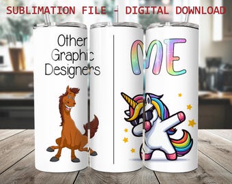 Papier d'emballage pour gobelet licorne : 20 oz, design mince en sublimation (téléchargement numérique PNG, JPEG)