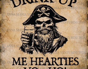 Pirate buvant SVG PNG JPG : Buvez-moi des coeurs (téléchargement numérique)