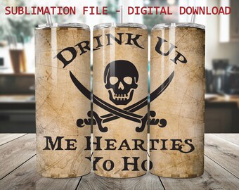 Emballage de gobelet pirate : design Drink Up Me Hearties (téléchargement numérique)