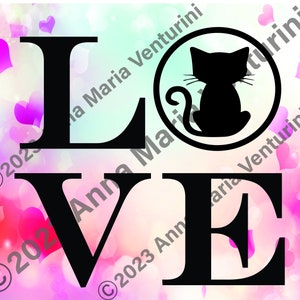 Love Kitten Valentine&#39;s Day Clipart: SVG PNG JPG (Digital Download)