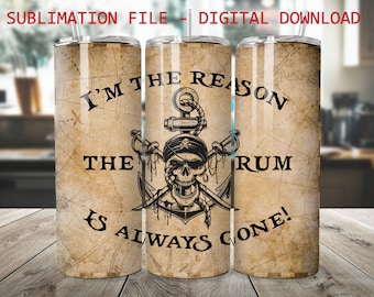 Emballage de verre à rhum pirate : design par sublimation (téléchargement numérique)