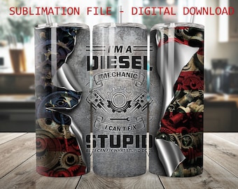 Emballage de gobelet pour mécanicien diesel : conception drôle de sublimation de citation (téléchargement numérique)
