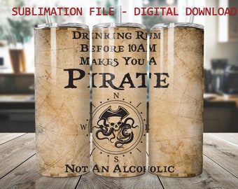 Emballage de gobelet pirate : rhum avant 10 h 00 (téléchargement numérique)