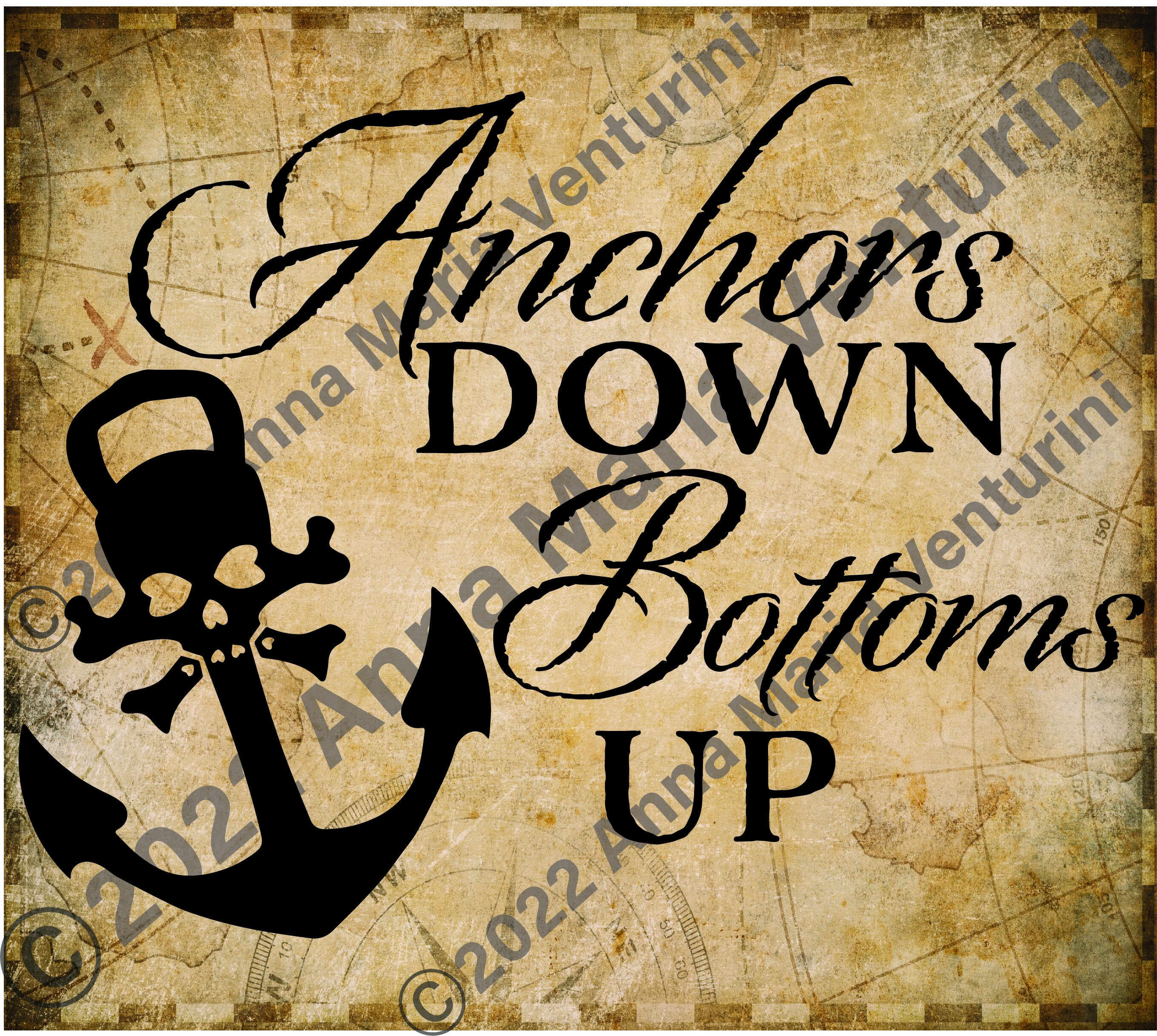 Pirate. SVG PNG. JPG. Anchors Down, Bottoms Up. Pirate Drinking