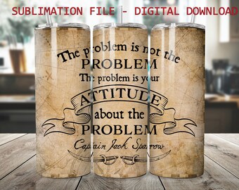 Papier d'emballage pour gobelet pirate : citation sur l'attitude, modèle mince de 20 oz (téléchargement numérique)