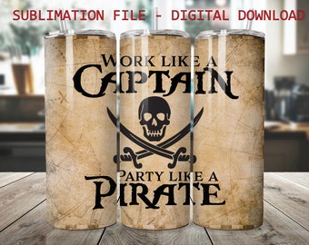 Emballage de gobelet pirate : modèle « Work Like a Captain » (téléchargement numérique)