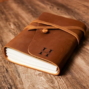Diario de cuero personalizado, diario de cuero personalizado, grabado hecho a mano, diario de viaje, cuaderno manual con nombre