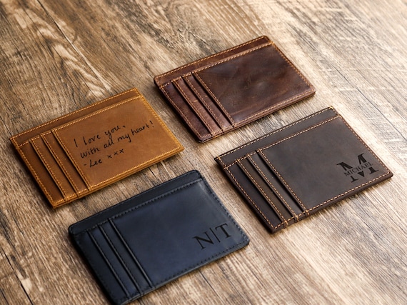 Slim Wallet, Fathers Day Gift, Minimalist Leather Card holder, Personalized Card Holder, Leather Wallet, Custom Card Holder, Gift for Him
