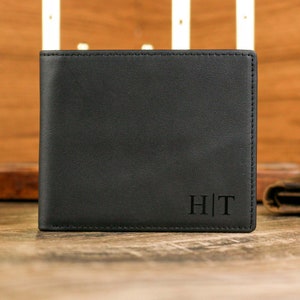 Presente personalizado preto para o Dia dos Pais, carteira personalizada de couro integral gravado, presente de aniversário para ele, carteira masculina, presente para o pai.
