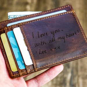 Portafoglio sottile, regalo per la festa del papà, porta carte in pelle minimalista, porta carte personalizzato, portafoglio in pelle, porta carte personalizzato, regalo per lui Kaffee