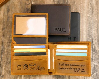 Engraved Leather Wallet for Men, Personalized Classic Leather Wallet, Handmade Custom Engraved Wallet for Men, Personalized Gifts for Him