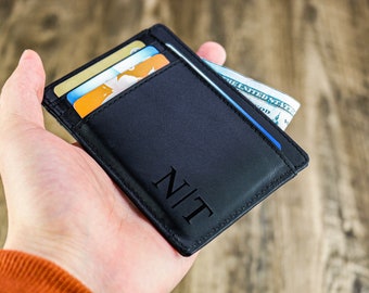 Personalized Slim Wallet, Father's Day Gift, Simple Leather Card Holder, Groom Gift, Groom Gift, Leather Wallet, Gift for Him