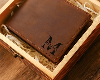 Regalo personalizzato per la festa del papà, regalo di anniversario per lui, portafoglio da uomo, regalo per papà, intaglio di foto. Scatola di legno personalizzata.
