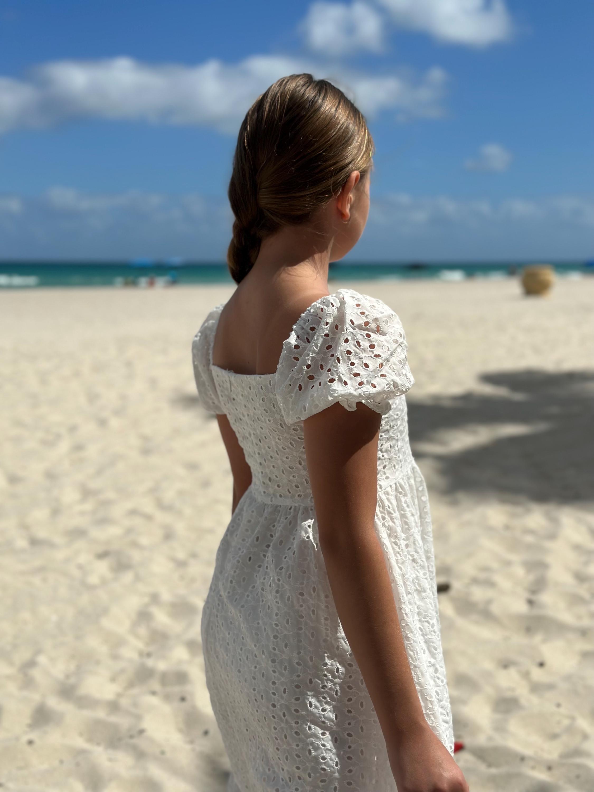 white cotton eyelet puff sleeve midi dress Scoop Women's Eyelet Cutout Cotton Midi Dress, Sizes 0-18, Size: 14, White