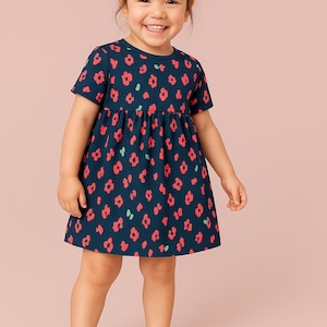 Girls Jersey Dresses, Dress with Colorful Leopard printing, Toddler’s Cotton Wearing, Short Sleeve Summer Dress