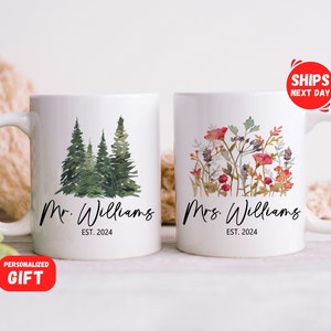 Mr and Mrs Mugs Matching Mugs for Couple Engagement Gift Custom Wedding Gift for Couple Personalized Coffee Cup Anniversary Gifts