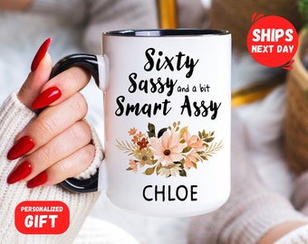 Custom 60th Birthday Gift Woman 60th Birthday Mug Sixty Sassy 60 Year Old Grandpa Grandma Personalized Gift Coffee Mug 1964 Birthday Gift