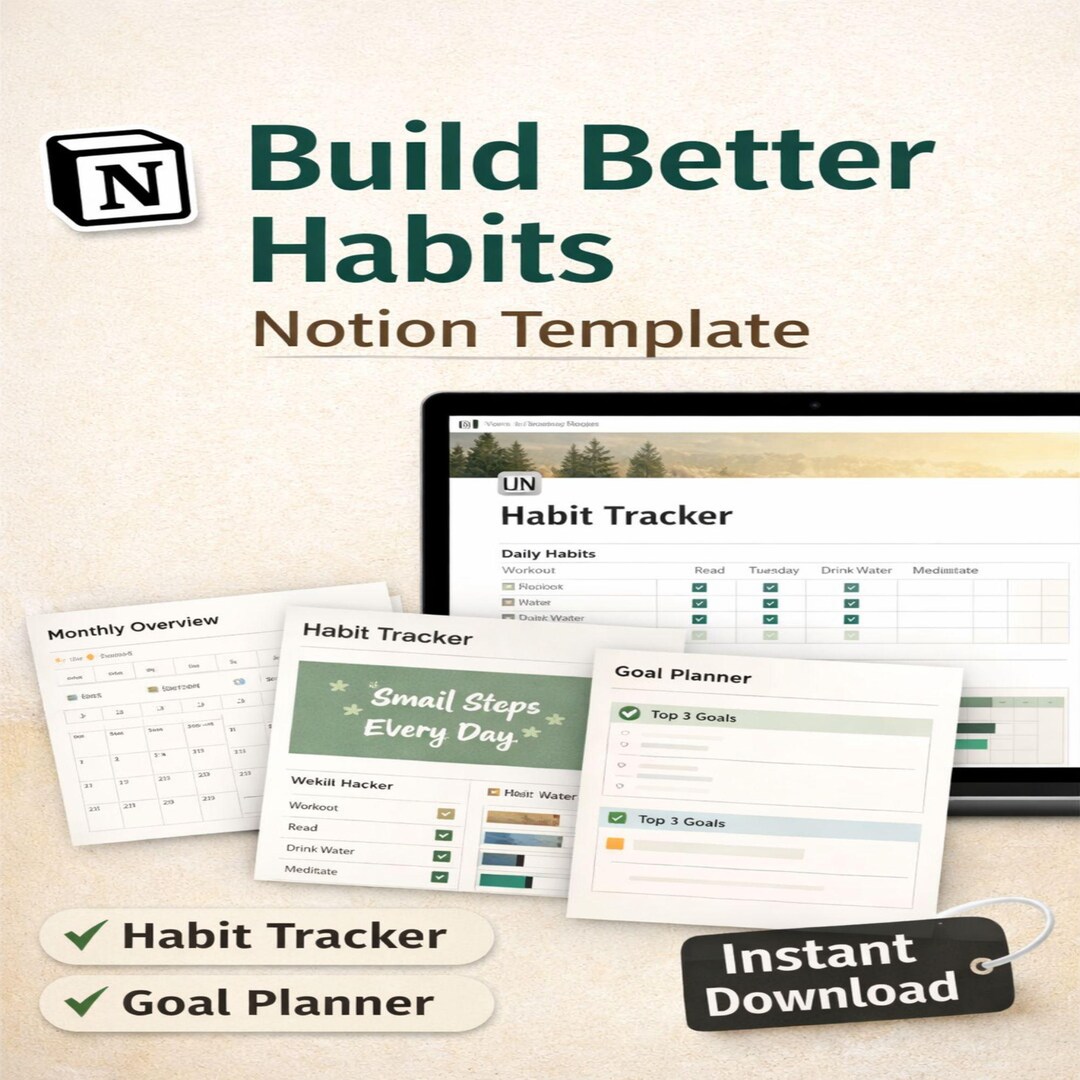 Habit Tracker Notion Template, Daily Routine & Productivity Dashboard ...
