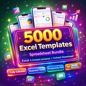 5000 Excel Templates Bundle | Business, Budget, Planner, Invoice, Tracker Sheets,client tracker, task manager,content planner, weekly budget