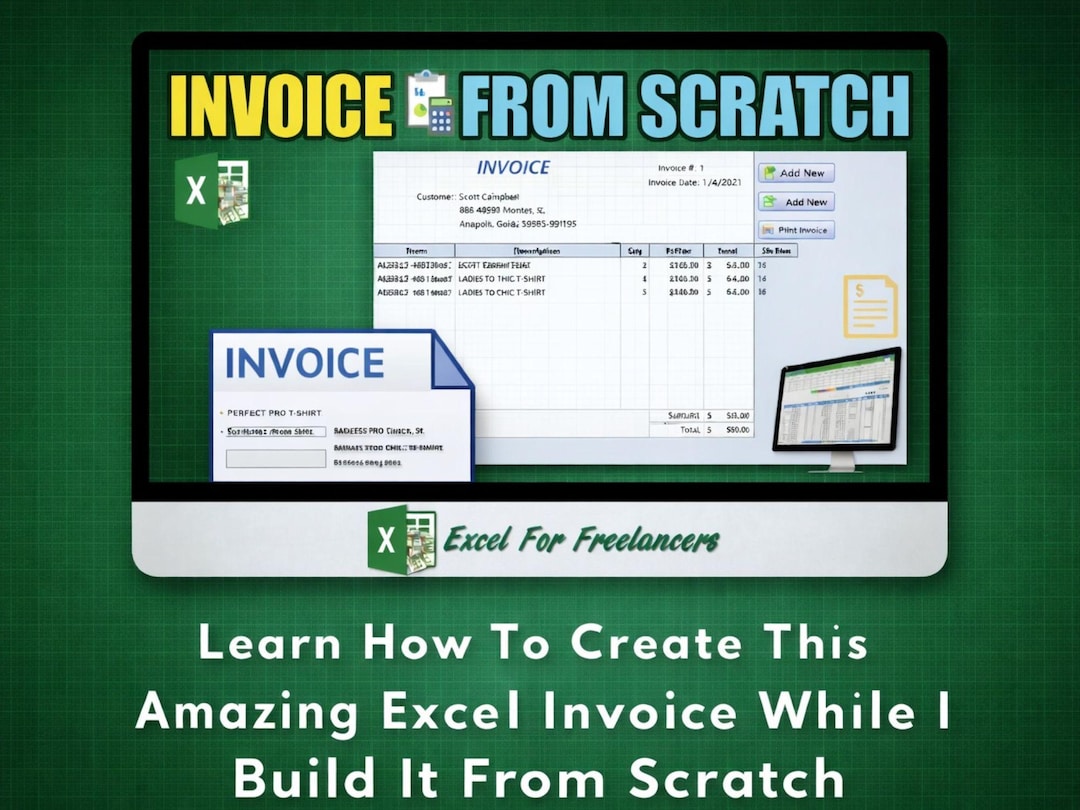 Invoice Escel Template Excel Invoice Template From Scratch for Freelancers and Small Business ...