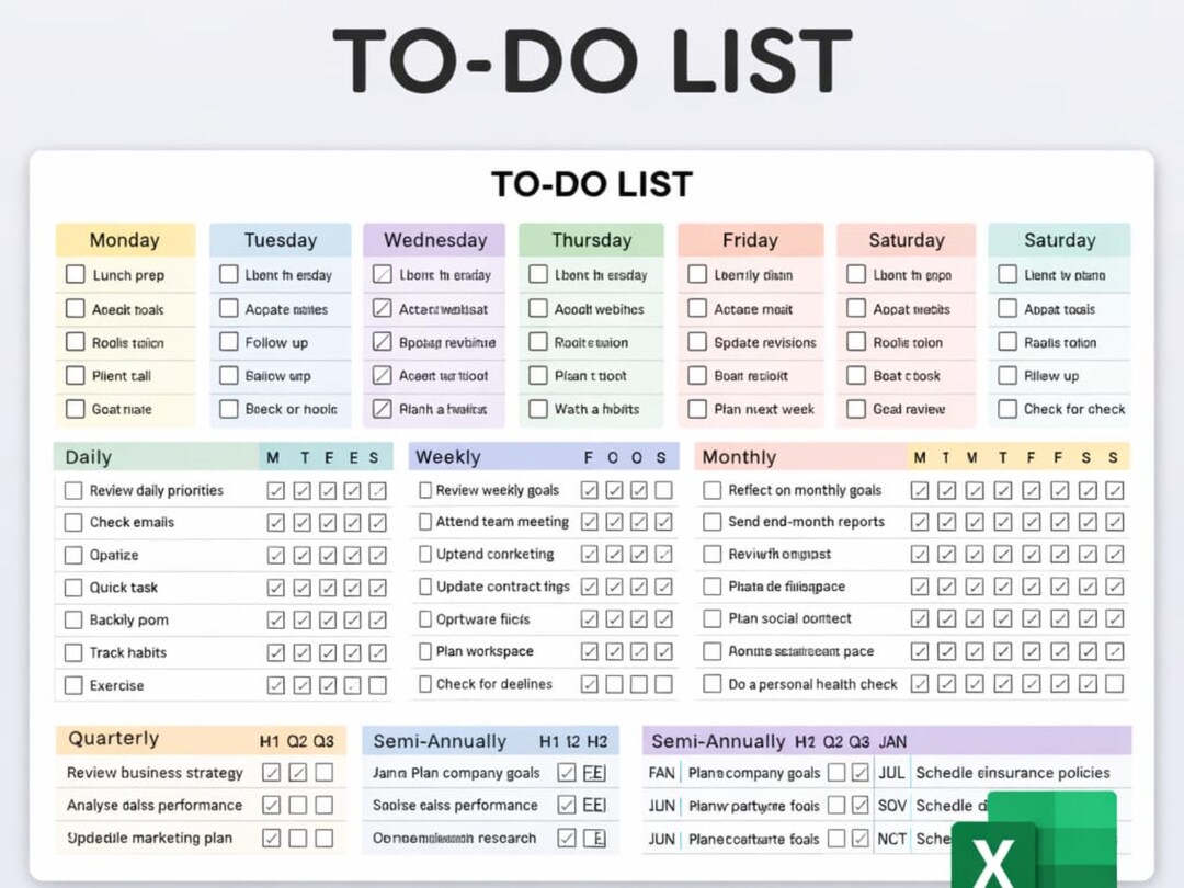 To Do List Task Tracker Spreadsheet, Productivity Planner Template ...