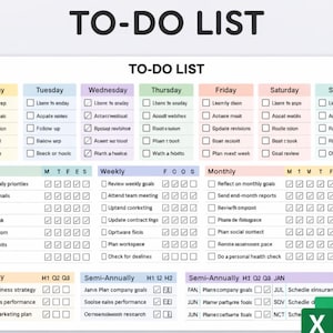 To Do List Task Tracker Spreadsheet, Productivity Planner Template, Daily Weekly Monthly Calendar, Google Sheets,Work & Life Task Management