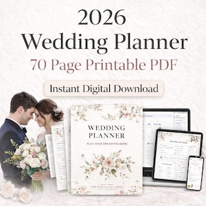 2026 Printable Wedding Planner Bridal planner Wedding Day Binder Wedding Checklist Wedding Day information 70 Pages Edit in Canva