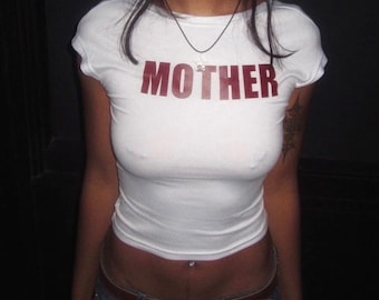 Badass Backless Mother Fucker Tee, Y2K Fashion Letter Print Shirt