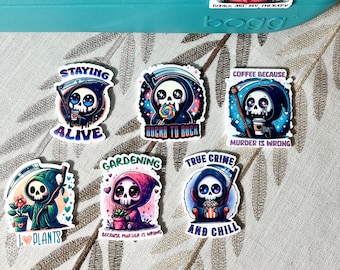 Cute, sassy Grim Reaper Bogg Charms | cute skull grim bogg bag gibbits | Rubber tote charms buttons