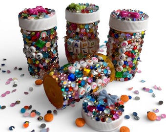 Bedazzled personlig pillerflaska - Junk Strass medicinflaska