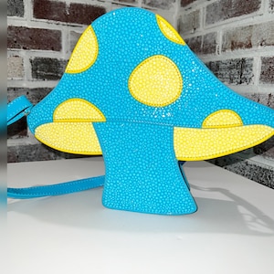 Iced Out Custom Bedazzled, Blinged,  Rhinestoned NEON Mushroom Crossbody bag