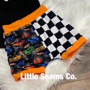 Race Car Lounge Shorts - Toddlers and Infants Sizes Newborn to 6T - Handmade - Little Seams Co