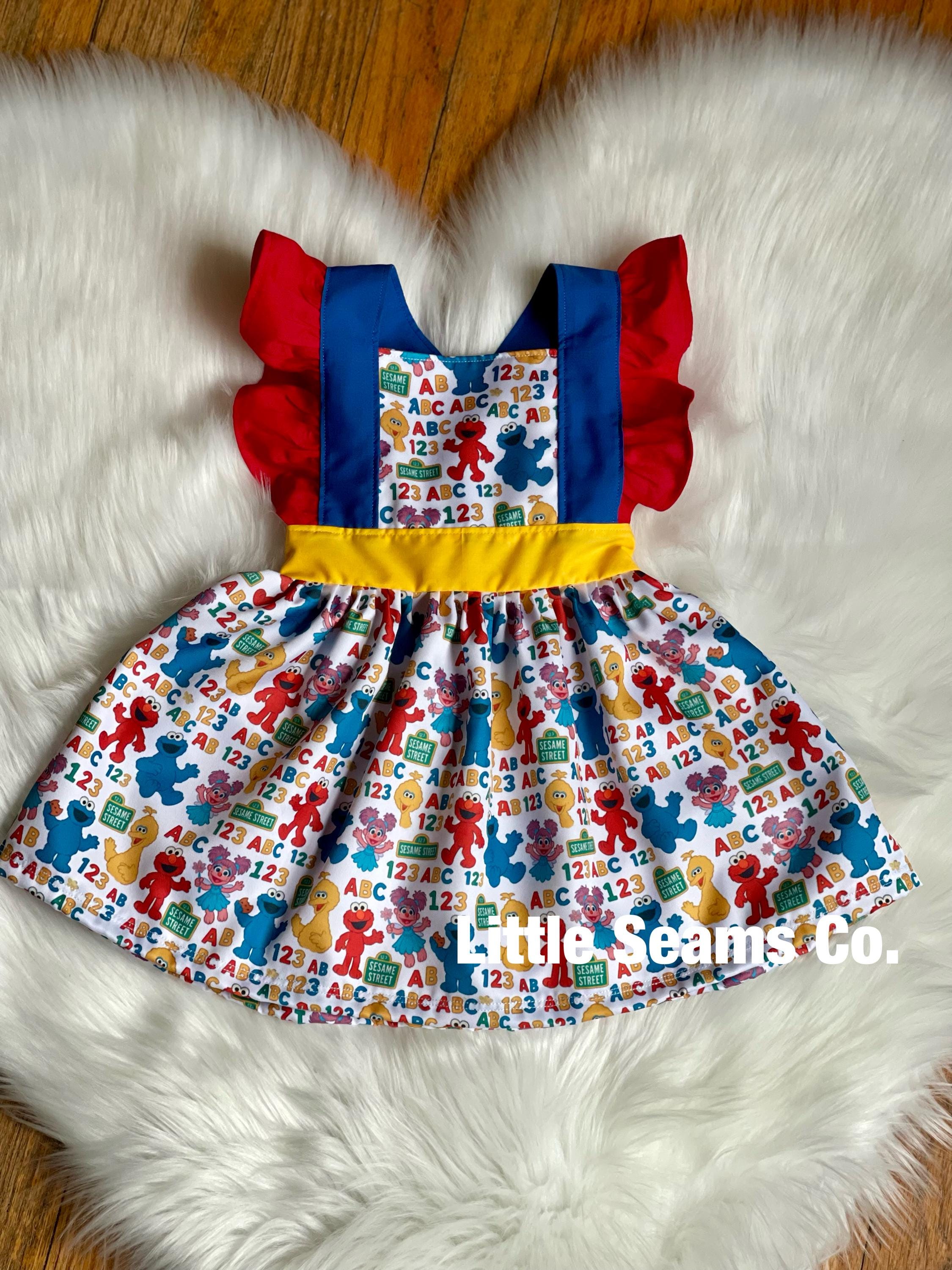 open lace back dress Elmo Personalized Birthday Dress