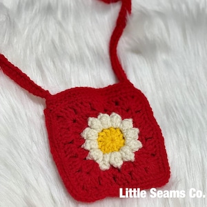 Crochet Toddler Girl Purse: Granny Square Daisy Bag