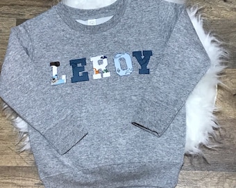Keepsake NAME Sweatshirt - Made from Baby Clothes & Other Sentimental Items - Custom - CHILD SIZE