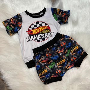 Race Car Mama’s Boy Lounge Set Toddlers and Infants Sizes Newborn to 6T - Hot Mess Cars - Cartoon Handmade - Boys Club Boutique