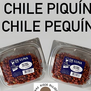 Chile Pequin 2- 4 ounce containers / Chile Piquin 2 Contenedores de 4 onzas/ Spicy Peppers/ Chiles Picosos/ De Luna Brand/ Mexican Chiles