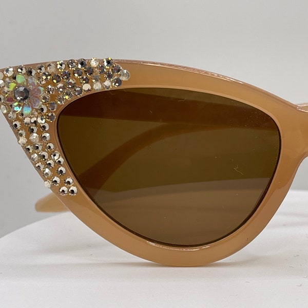 Tan cateye champagne Swarovski bling