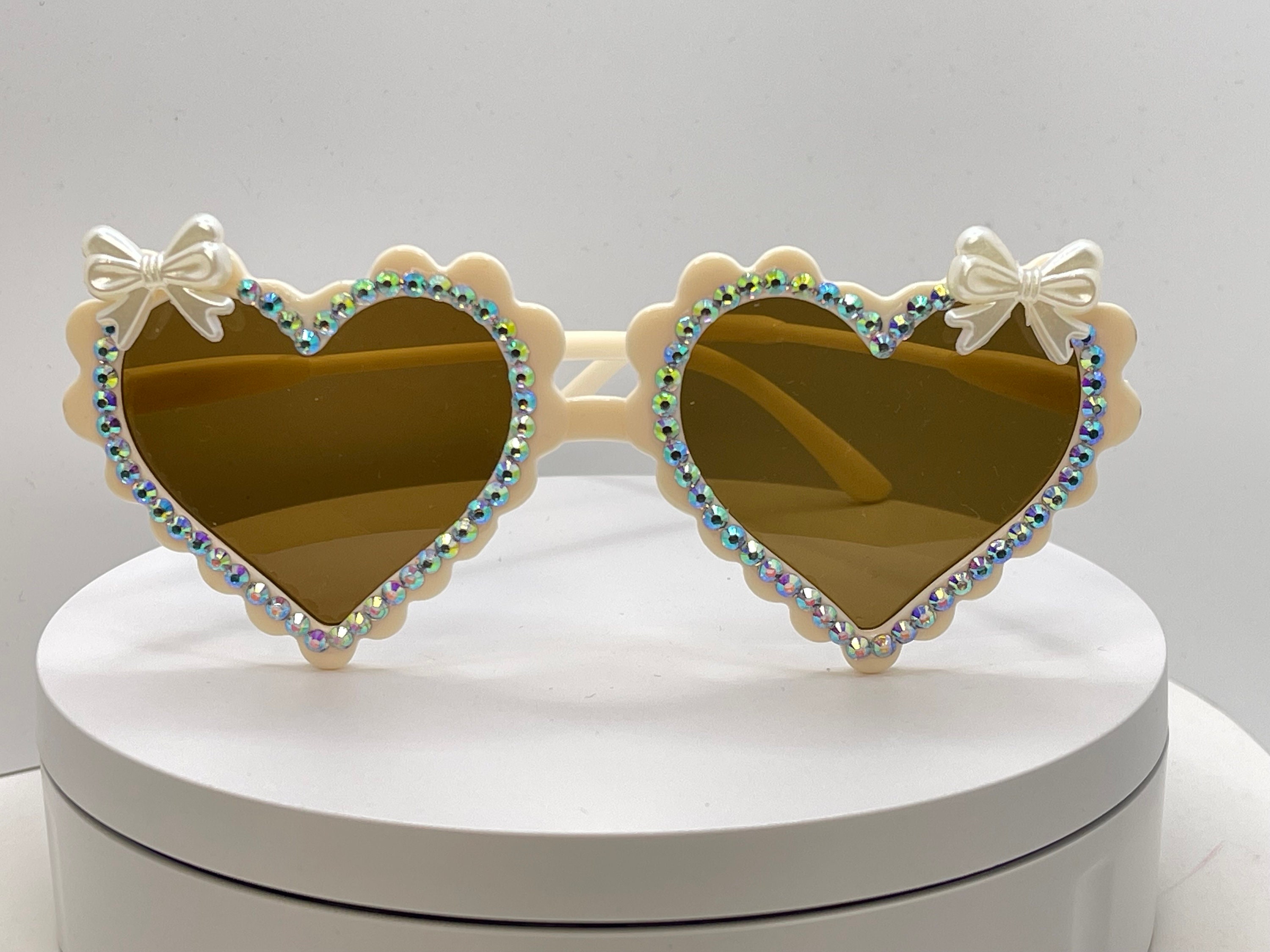 Austrian Swarovski AB Crystals Hearts Sunglasses Betsey Johnson Heart Shape Sunglasses Pink Crystal Frame  main image 4
