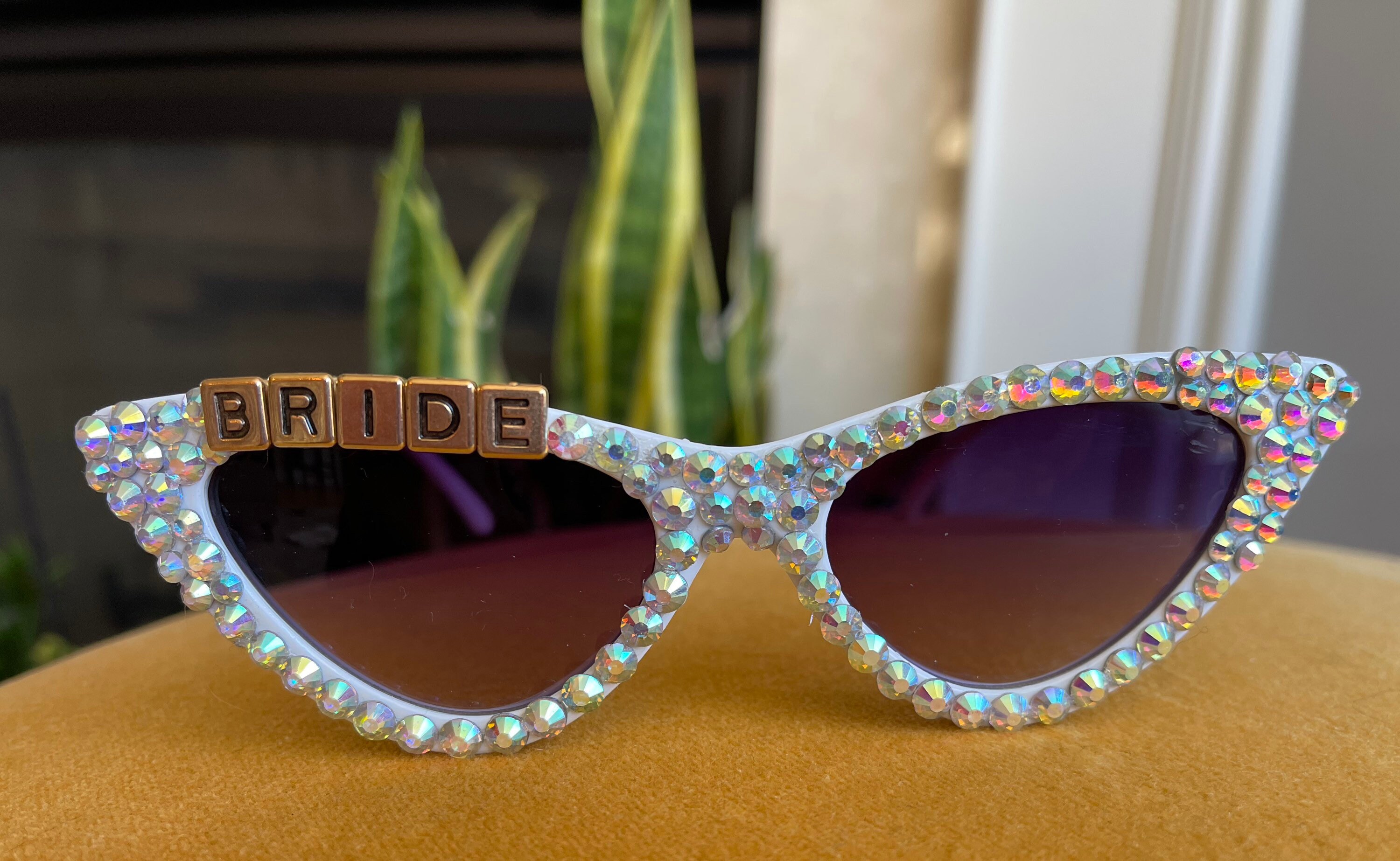 Cat Eye White Swarovski AB Bling Sunglasses - Etsy display picture 3