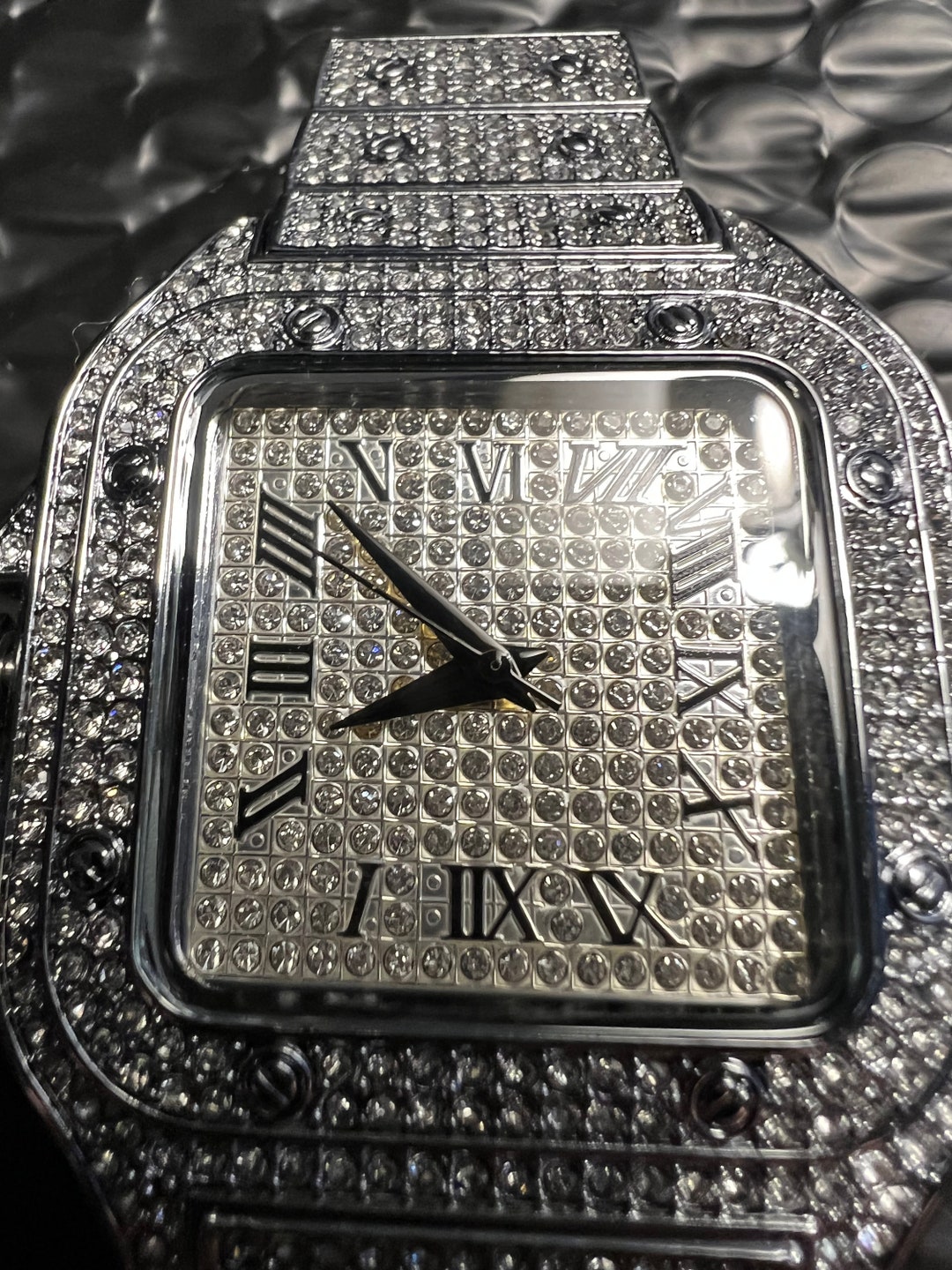 Iced Out Diamond Square Watch/ Diamond Filled/ Zircon/ for Her/ for Him