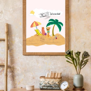 Lost on island art, Beach art , Black woman art, Wall decor, Printable art , Instant download,Tropical beach art