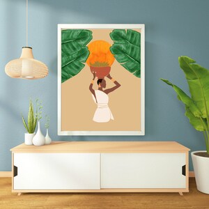 Golden Elegance African woman digital art, Wall art, fashion art, Instant download, Printable art, Black woman art, Wall art