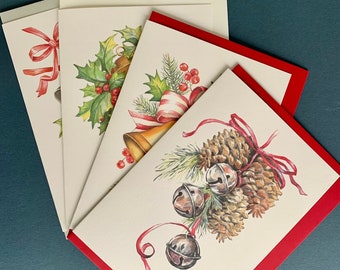 Christmas Cards 5"x7" Size (Pack of 4)/Limited Edition Print/ Original Watercolour Illustrations/ Blank Inside