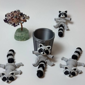 3D Printed Raccoon Fidget , Trash Can,Cute Trash Panda Gift, Articulated Raccoon, Fidget toy, ADHD Toy
