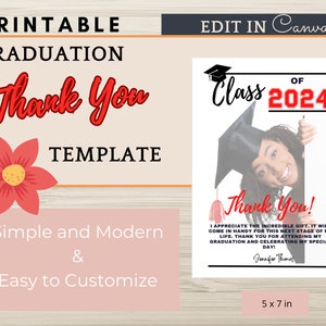 DRUCKBAR Graduate Danke Vorlage, Abitur, College oder Universität Abschluss, in Canva bearbeiten, anpassbar, EINFACH und SCHNELL
