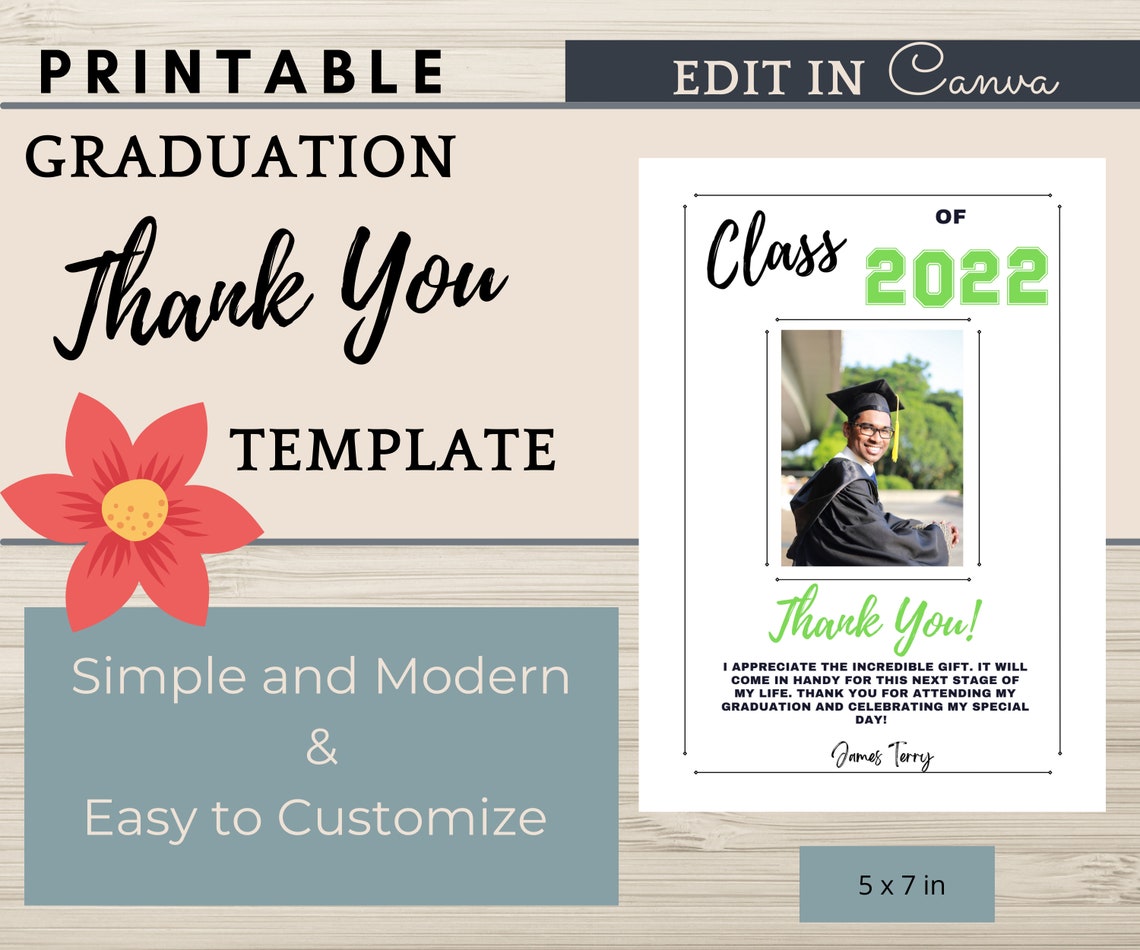 PRINTABLE Graduation Thank You Template High School - Etsy